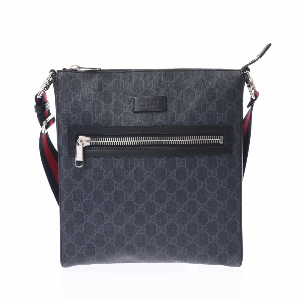 GUCCI GG Supreme Messenger Bag Black Canvas Shoulder